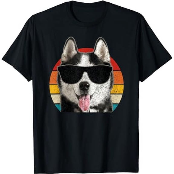 Siberian Husky Sunglasses Funny Vintage Husky Dog Lover T-Shirt