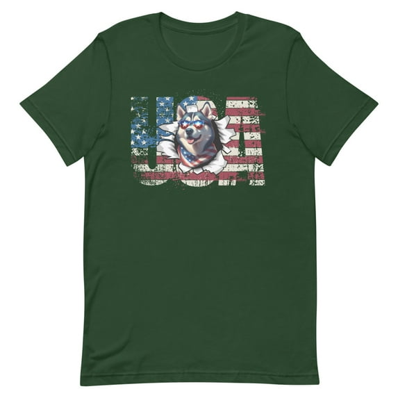 Siberian Husky Terrier 4th July Memorial Day USA (Forest, M)