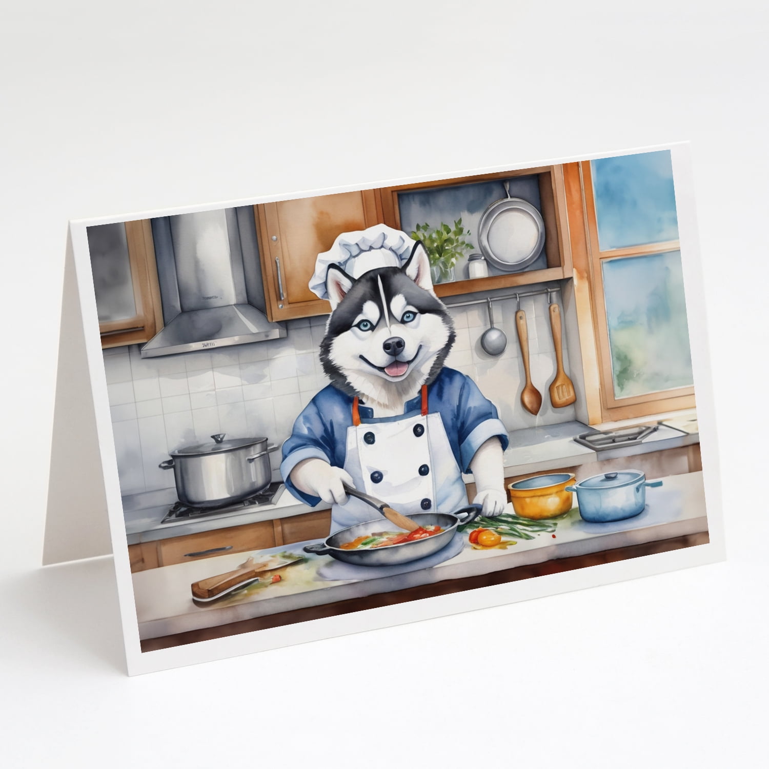 Siberian Husky The Chef Greeting Cards Pack of 8 7 in x 5 in