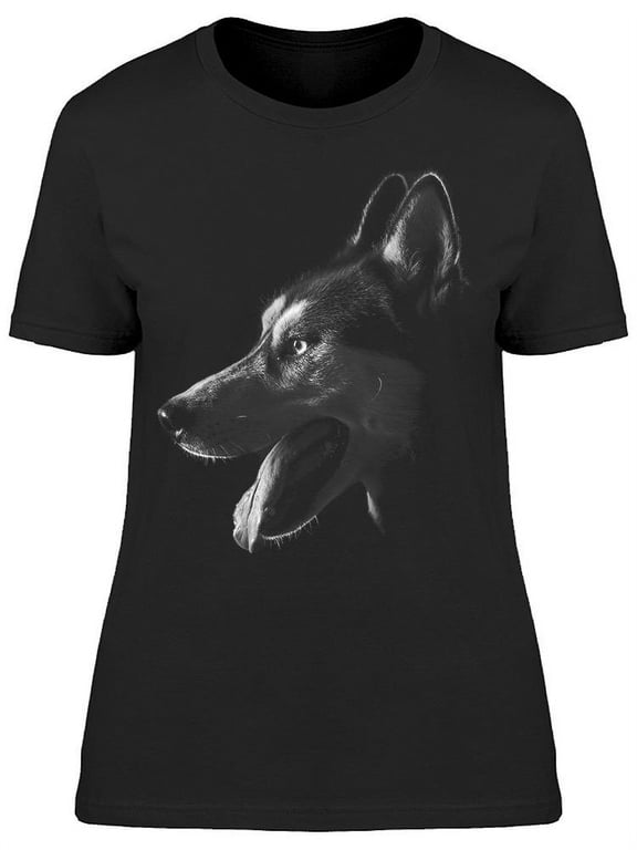 Siberian Husky With Open Mouth T-Shirt Women -Image by Shutterstock Women T-Shirt, Female Small
