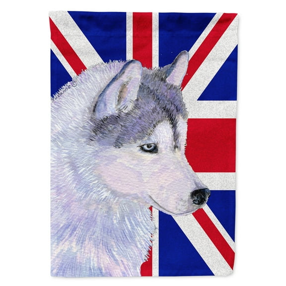 Siberian Husky with English Union Jack British Flag Garden Flag