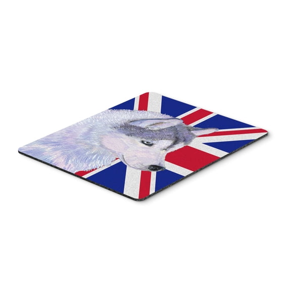 "Siberian Husky with English Union Jack British Flag Mouse Pad Hot Pad or Trivet"