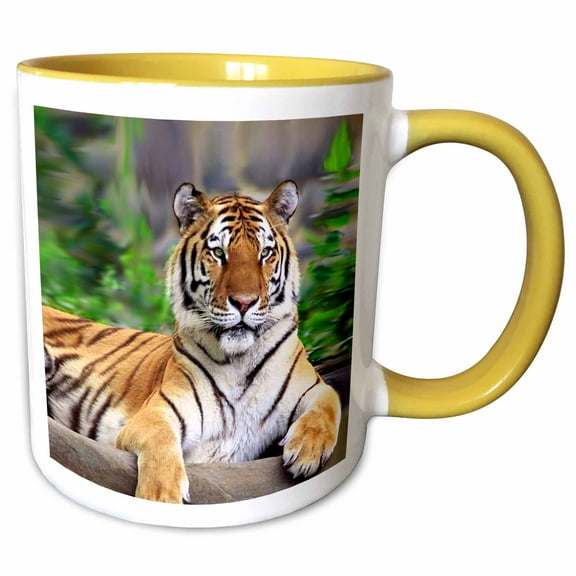 3drose, Siberian Tiger, 11oz Two-tone Yellow Mug