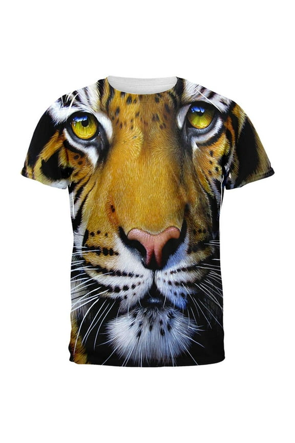 Siberian Tiger Face All Over Adult T-Shirt