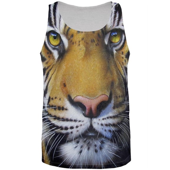 Siberian Tiger Face All Over Adult Tank Top - Large
