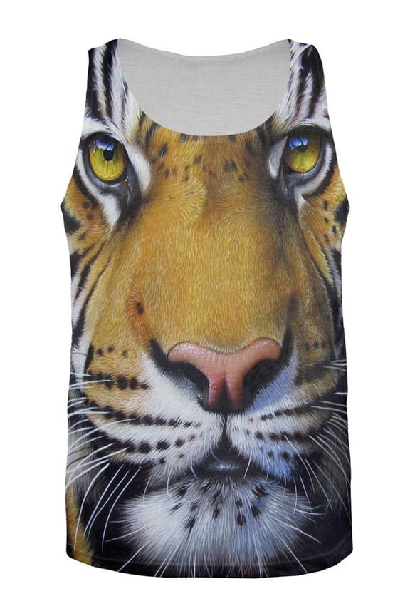 Siberian Tiger Face All Over Adult Tank Top - Small