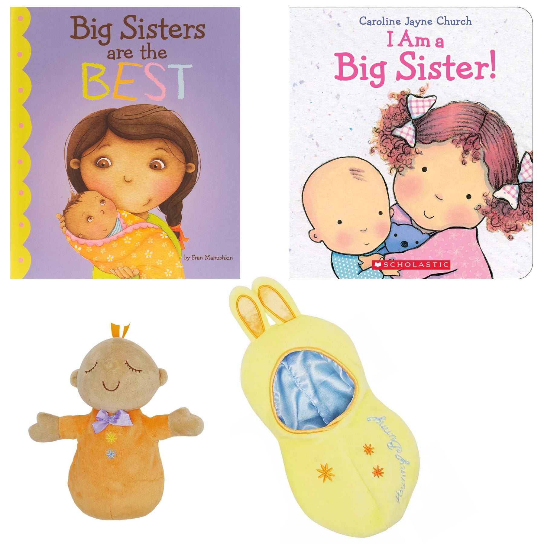 Sibling Gift - I Am a Big Sister and Big Sisters are The Best Hardcovers, First Baby Doll and Gift/Book Bag (Educational for Being Promoted to Big Sibling with New Baby)