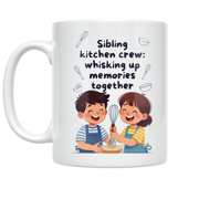Sibling Kitchen Crew Whisking Up Memories - Sibling Cooking Enthusiast - 11 oz Ceramic Coffee Mug