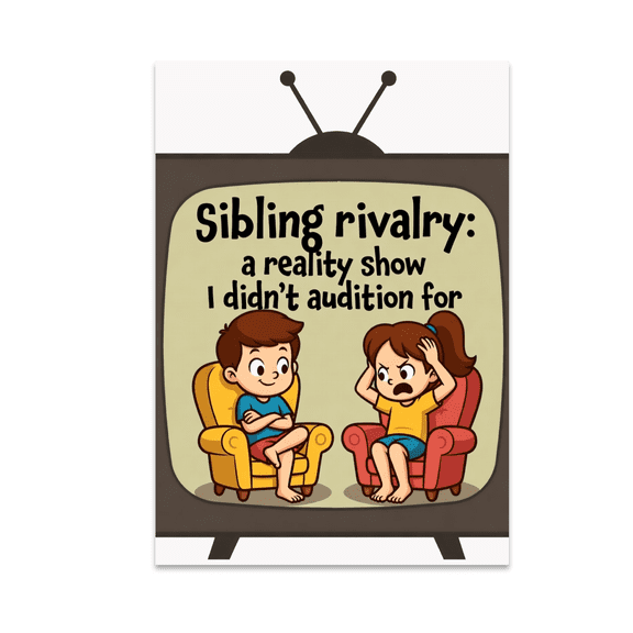 Sibling Rivalry Reality Show Poster - Family Humor Decor - 13x19 Poster Print
