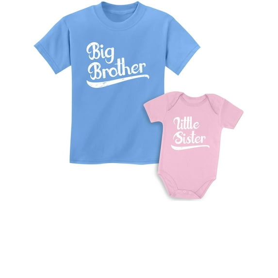 Sibling Shirts Gift Set for Brothers & Sisters - For Family Photos, Birthdays, Holidays - Unisex Kids Fashion - Brother Sister Matching Outfits - California Blue / Baby Pink Kids Shirt 18M / Baby 6M