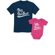 Sibling Shirts Gift Set for Brothers & Sisters - For Family Photos, Birthdays, Holidays - Unisex Kids Fashion - Brother Sister Matching Outfits - Navy / Baby Wow pink Kids Shirt 4T / Baby Newborn