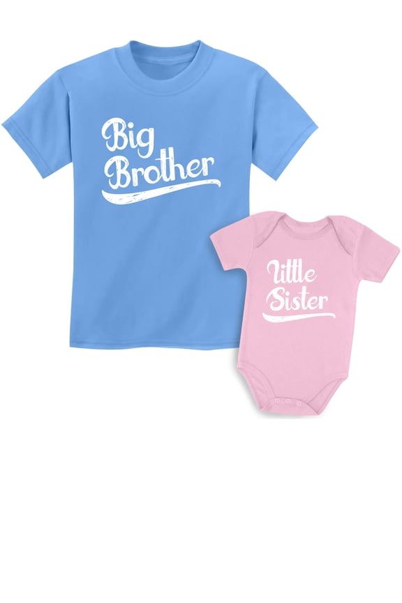 Sibling Shirts Gift Set for Brothers & Sisters -For Family Photos, Birthdays, Holidays -Unisex Kids Fashion - Brother Sister Matching Outfits -California Blue / Baby Pink Kids Shirt 18M / Baby Newborn