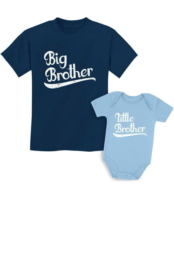 Sibling Shirts Set for Big Brothers and Little Brothers Boys Gift Set Kids Shirt Navy / Baby Aqua Kids Shirt 3T / Baby 6M