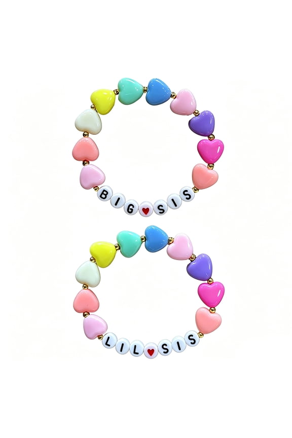 Sibling Themed Beaded Stretch Bracelet for Women, Acrylic Elastic Sister Matching Jewelry, Delicate Friendship Bracelet Gifts for Birthday & Sister Celebrations