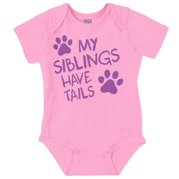 Siblings Have Tails Adorable Pet Owner Romper Boys or Girls Infant Baby Brisco Brands 18M