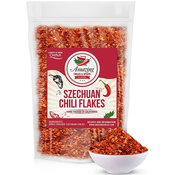 Sichuan Chili Flakes 8 oz - Traditional Crushed Red Pepper Flakes, Essential Spice and Seasoning for Kimchi, Chili Oil, Stir-Fries, Pizza and More
