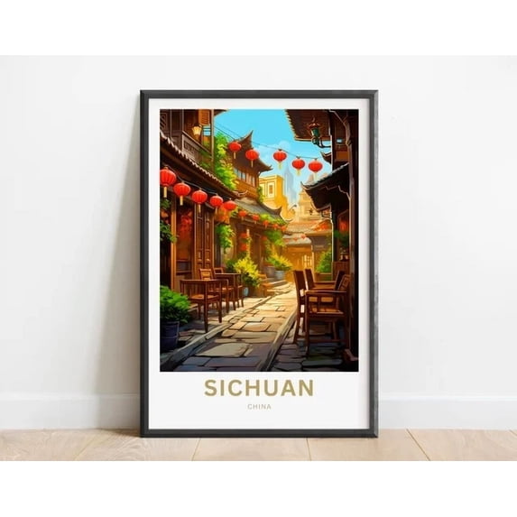 Sichuan Travel Print - Sichuan Poster China Wall Art Home Decor Vintage Art Print Cute Birthday Gift Wall Art