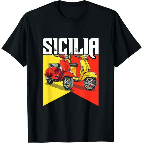 Sicilia Flag T-Shirt - Sicilian Scooters Sicily Vacation T-Shirt