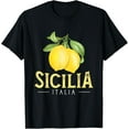 thumbnail image 1 of Sicilia Italia | Italian Lemons | Proud Sicilian T-ShirtMen's and women's gift, black and white T-shirt, size: Extra large S-4XL, 1 of 4