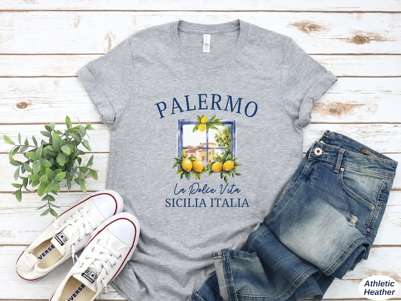 T-shirt Palermo Sicilia Italia - Couleur Noire, Marque B&C - Neuf Avec étiquettes Pour Homme