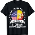 thumbnail image 1 of Sicilian American Patriot Grown Country Sicily Flag T-ShirtMen's and women's gift, black and white T-shirt, size: Extra large S-4XL, 1 of 4