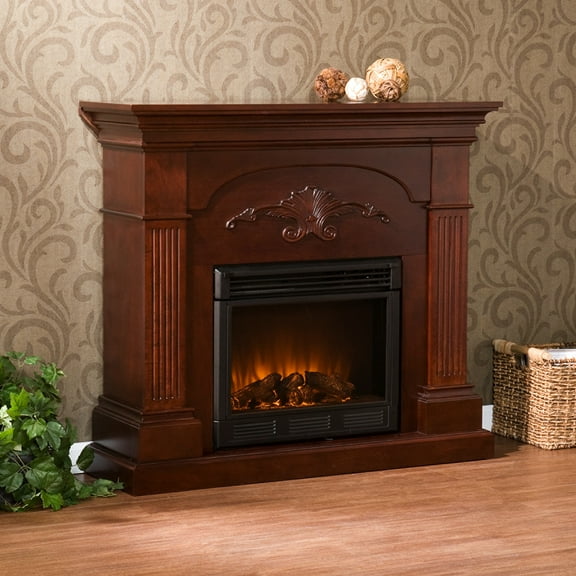 Holly & Martin Salerno Electric Fireplace-Mahogany