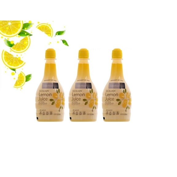 Sicilian Lemon Juice Not from Concentrate with Essential Lemon Oil (Product of Italy) Squeeze Bottle Type, 3 Bottles Net Wt. 6.76 Fl Oz (200mL) (6.76 fl.oz,
