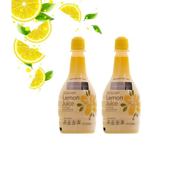 Sicilian Lemon Juice Not from Concentrate with Essentials Lemon Oil Two Squeeze Bottle Net Wt. 6.76 Fl Oz (200mL)
