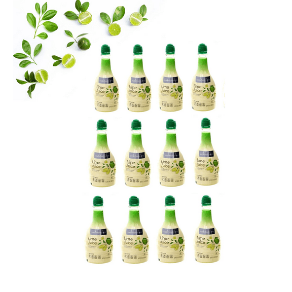 Sicilian Lime Juice with Essential Lime Oil in Squeeze Bottles, Twelve (12) Bottles 6.76 Fl.Oz. (200mL.)