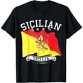 thumbnail image 1 of Sicilian Pride 100% Sicily Flag Trinacria Vintage Graphic T-Shirt Retro La Famiglia Italian Heritage Men Unisex Black Short Sleeve Tee, 1 of 6