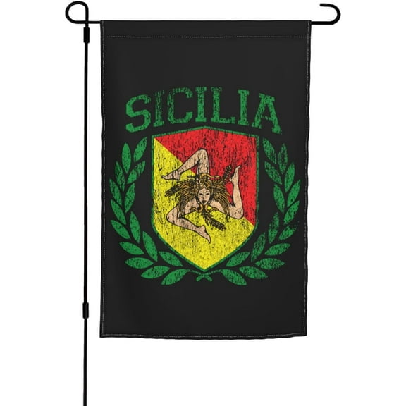 Sicilian Trinacria Italy Sicilia Pride Garden Flag Vertical Double Sided Outside House Flags For All Seasons 12x18