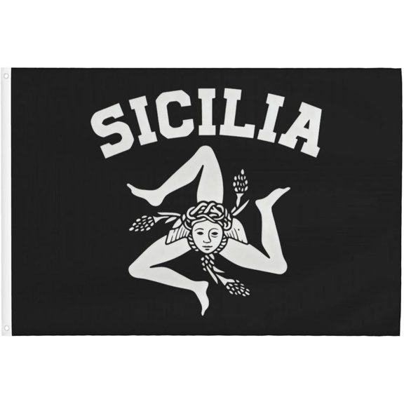 Sicilian Trinacria Sicilia Pride Flag 4x6 Ft Double Sided Outdoor, Garden Yard Decoration Banner with Brass Grommets, for Home, Porch, Wall
