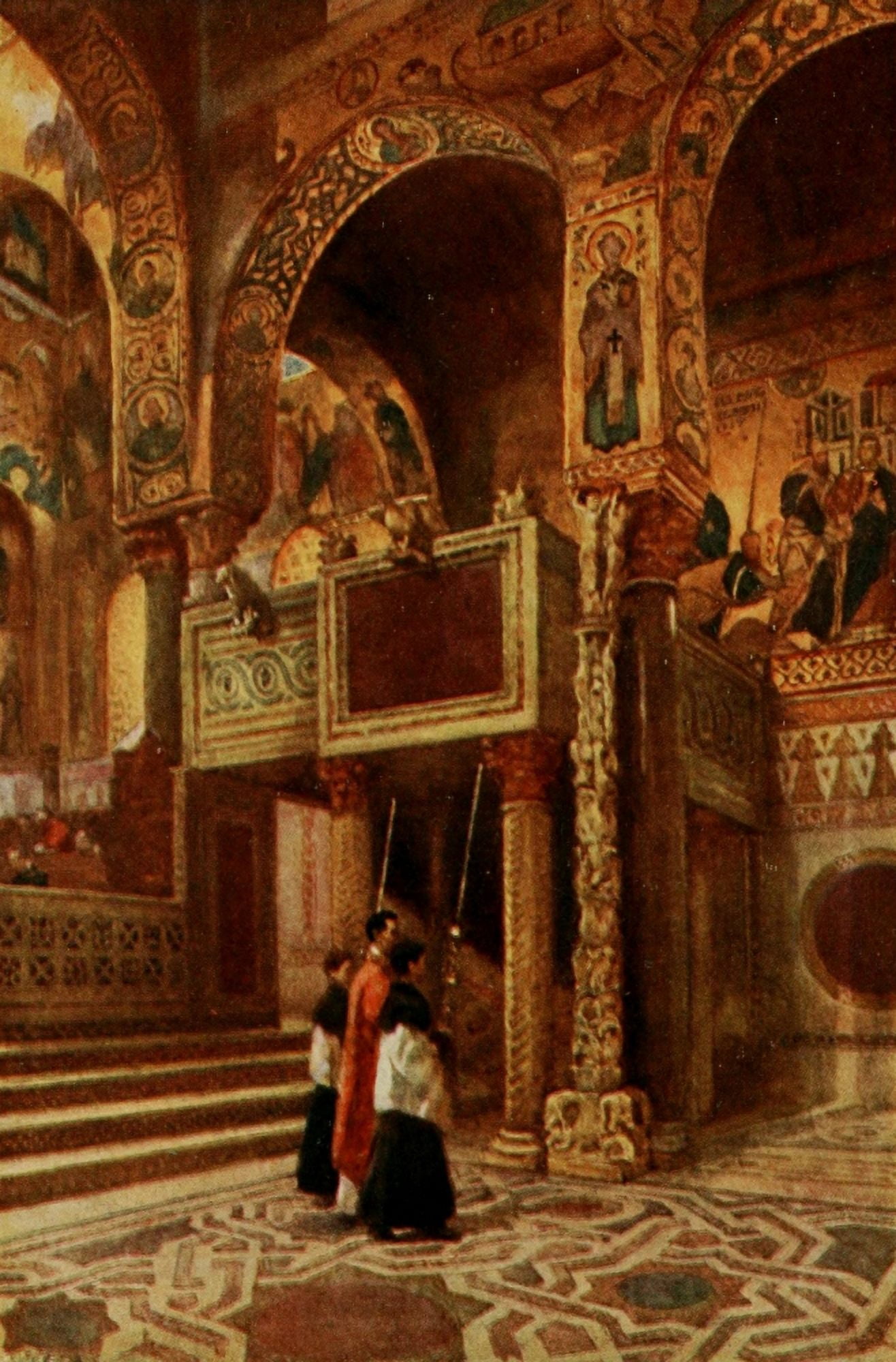 Sicily 1911 Capella Palatina Palermo Canvas Art - Alberto Pisa (24 x 36)