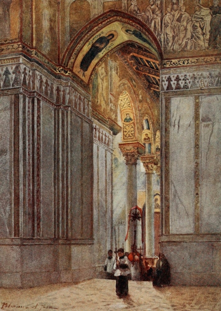 Sicily 1911 Cathedral of Monreale Canvas Art - Alberto Pisa (24 x 36)