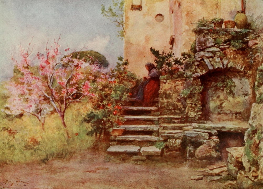 Sicily 1911 Garden at Monte San Giuliano Canvas Art - Alberto Pisa (24 x 36)