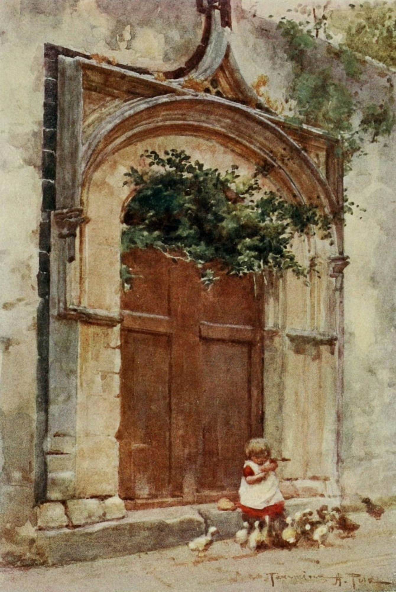 Sicily 1911 Gateway at Taormina Canvas Art - Alberto Pisa (24 x 36)