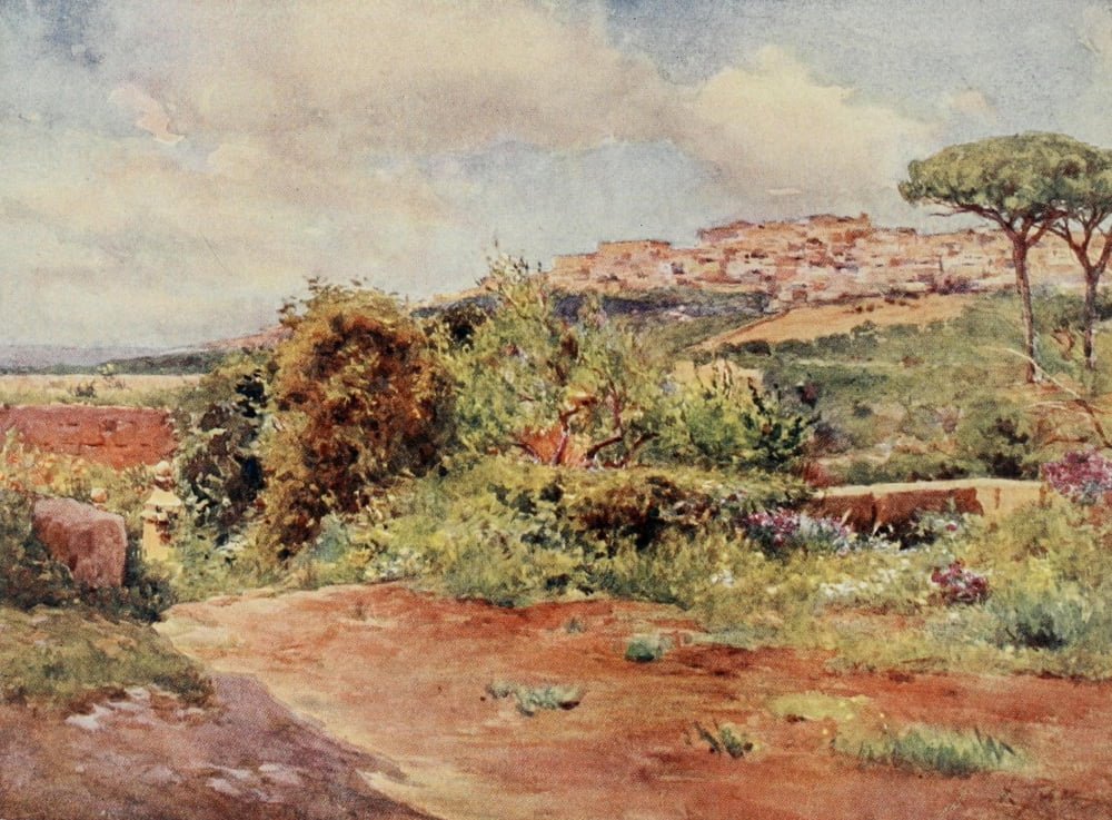 Sicily 1911 Girgenti from garden Canvas Art - Alberto Pisa (24 x 36)