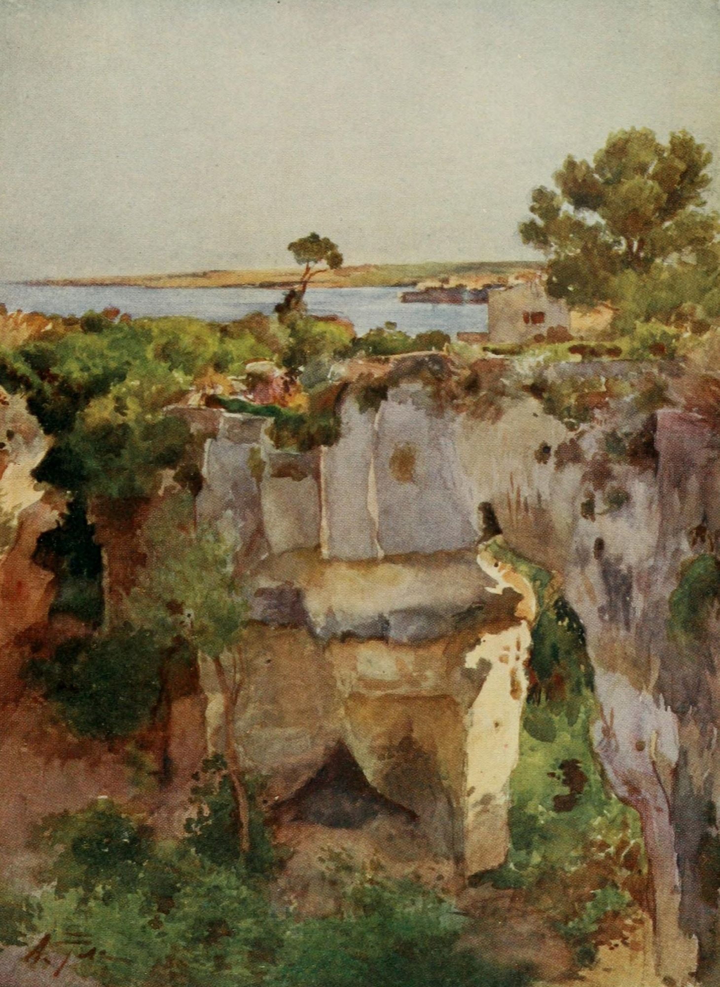 Sicily 1911 Latomia dei Capuccini Syracuse Canvas Art - Alberto Pisa (18 x 24)