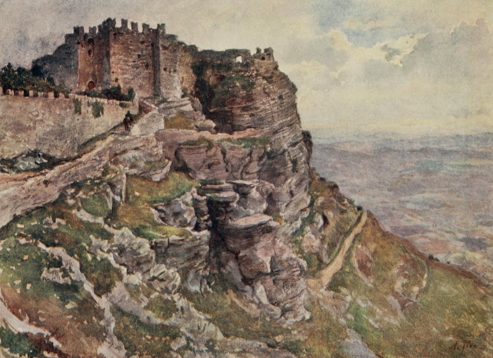 Sicily 1911 Monte San Giuliano Castle Canvas Art - Alberto Pisa (18 x 24)