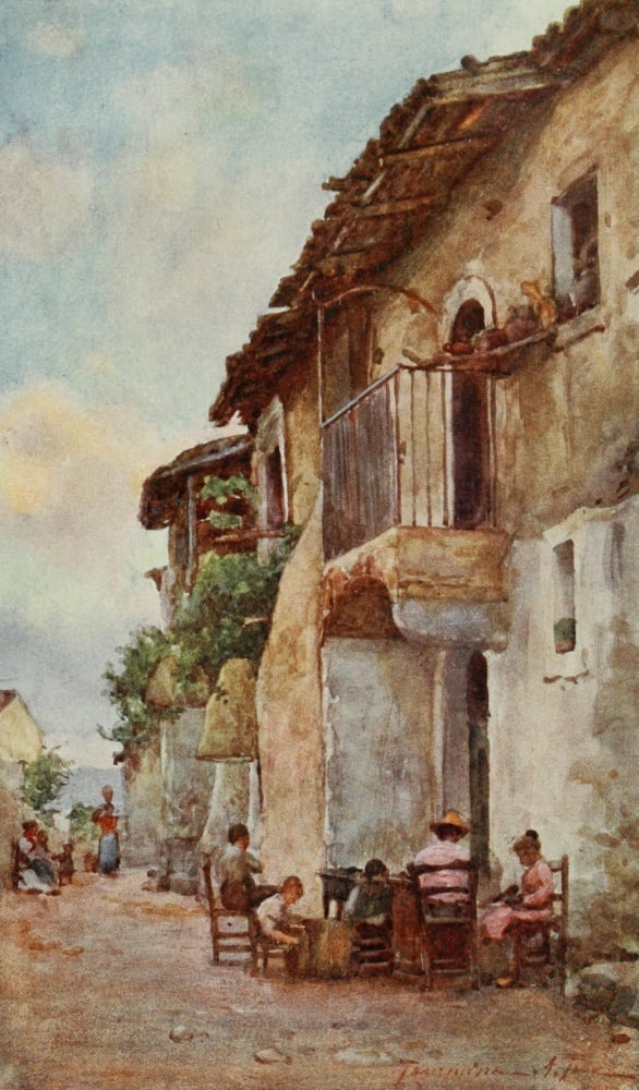 Sicily 1911 Old houses Taormina Canvas Art - Alberto Pisa (24 x 36)