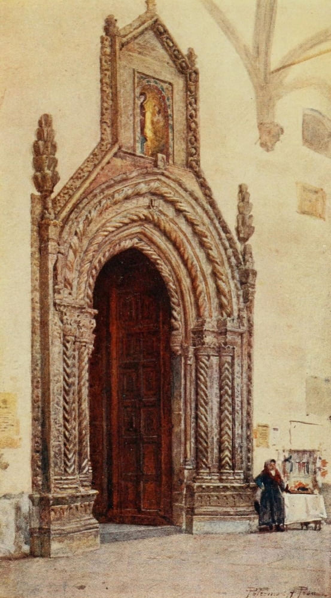Sicily 1911 Palermo Cathedral south door Canvas Art - Alberto Pisa (24 x 36)