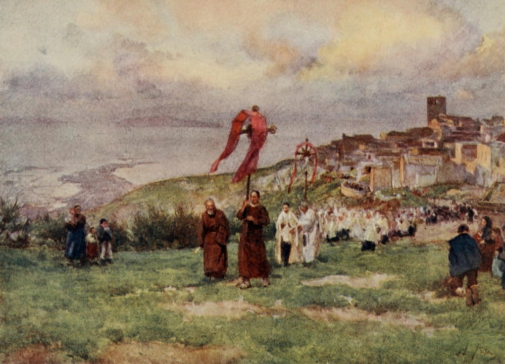 Sicily 1911 Procession Monte San Giuliano Canvas Art - Alberto Pisa (18 x 24)