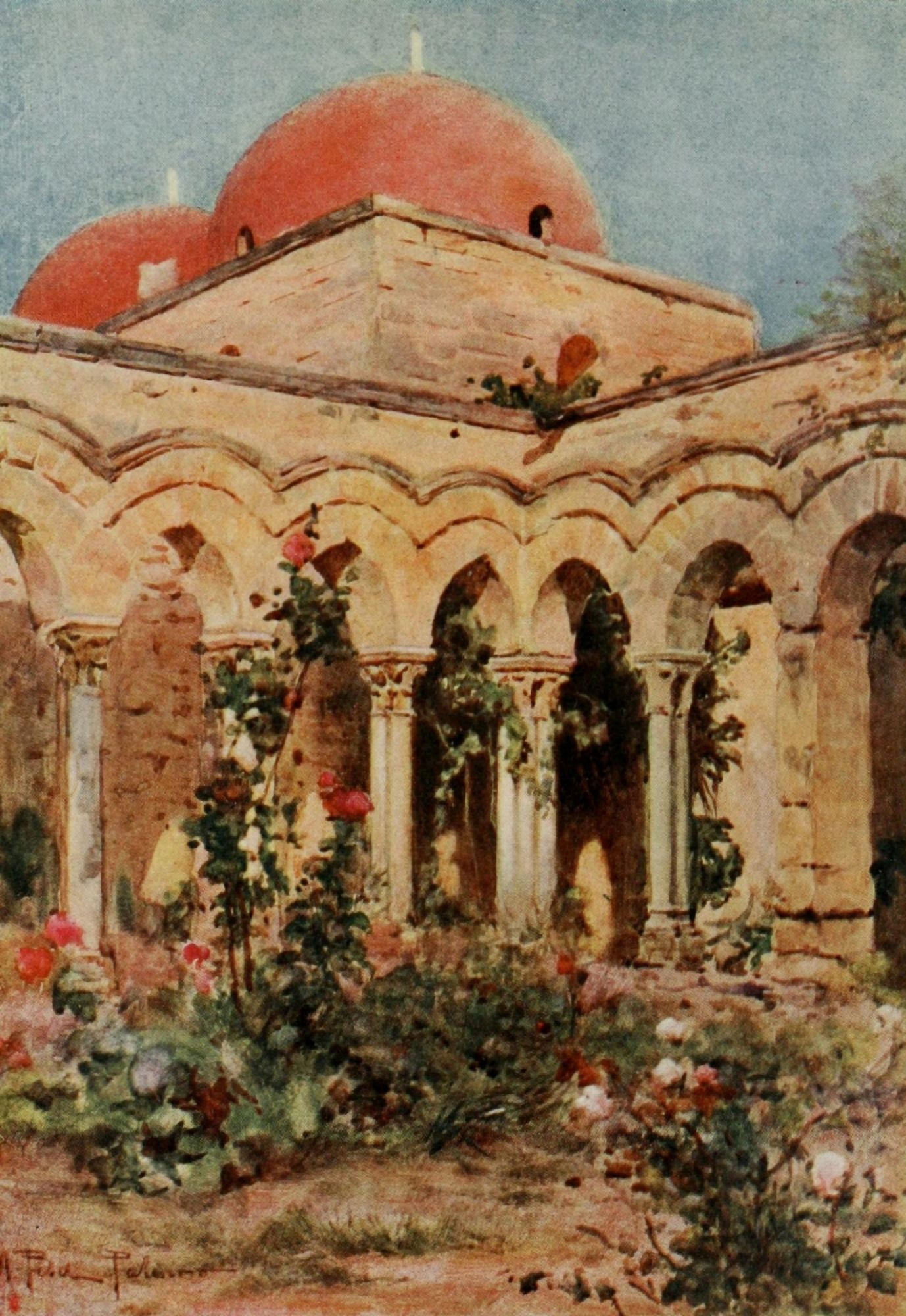 Sicily 1911 S Giovanni Degli Eremiti Palermo Canvas Art - Alberto Pisa (18 x 24)