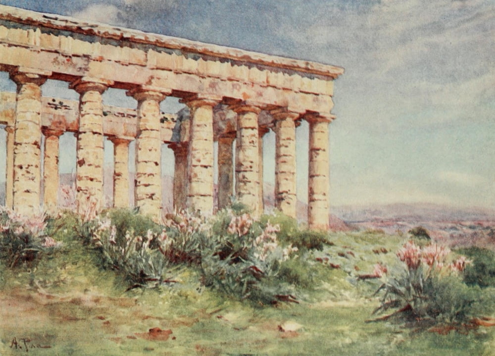 Sicily 1911 The Temple Segesta Canvas Art - Alberto Pisa (18 x 24)