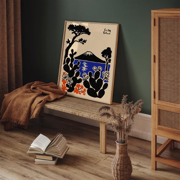 Sicily Etna Volcano Landscape Poster, Unframed Size 24x36