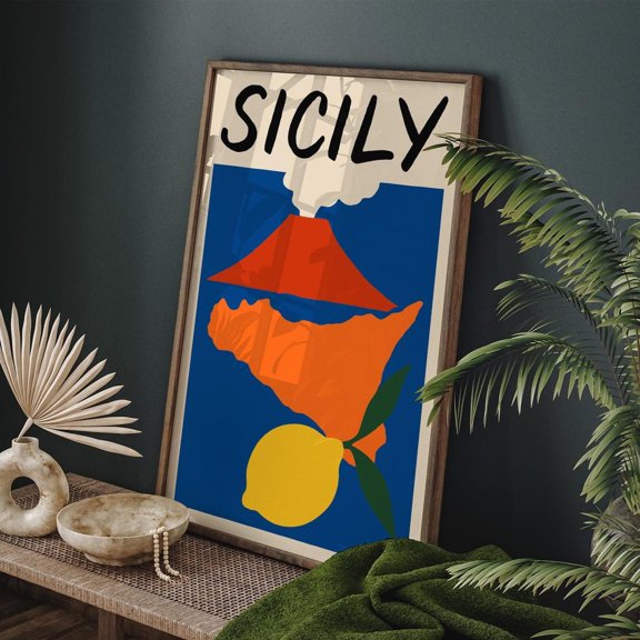 Sicily Etna Volcano Lemon Poster, Unframed Size 16x24