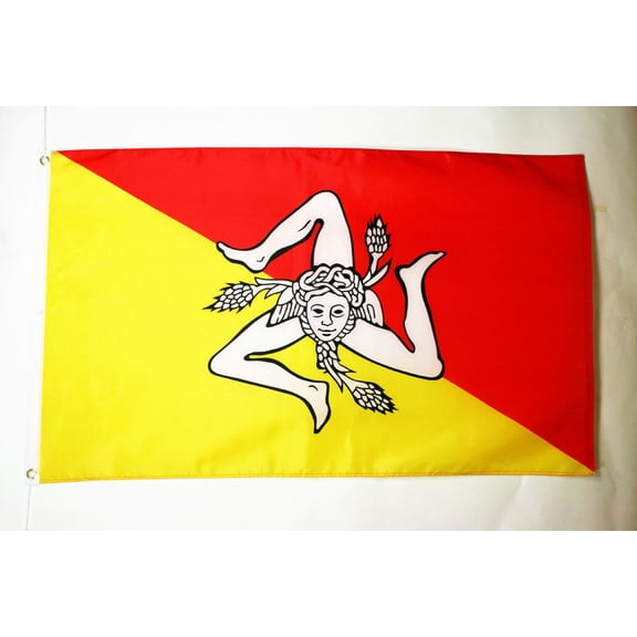 AZ Flag Sicily Flag 3x5 ft Sicilian Light Polyester 2 Grommets 150x90 cm
