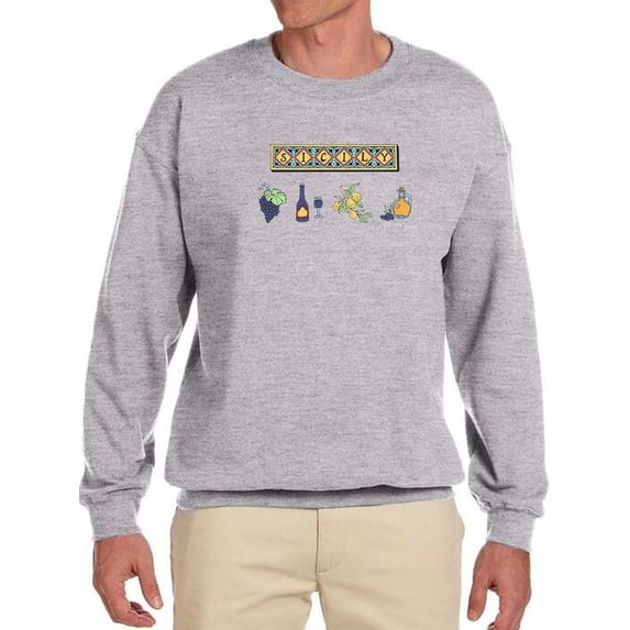 Sicily Food And Culture Banner Sweatshirt Men -Image by Shutterstock, Male 3X-Large