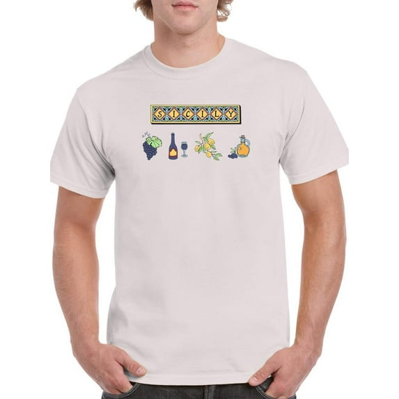 Sicily Food And Culture Banner T-Shirt Men -Image by Shutterstock, Male Large