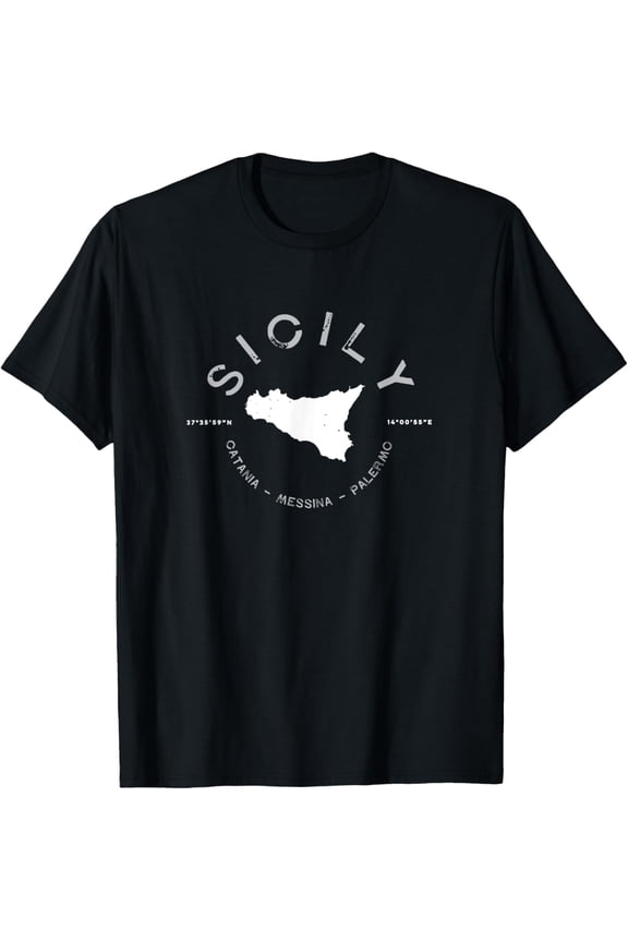 Sicily Italy Graphic Vintage Map T T-Shirt